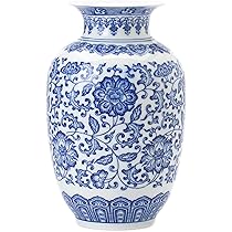 Amazon.co.jp: Hushee スモール ブルーとホワイト 花瓶 磁器 花瓶